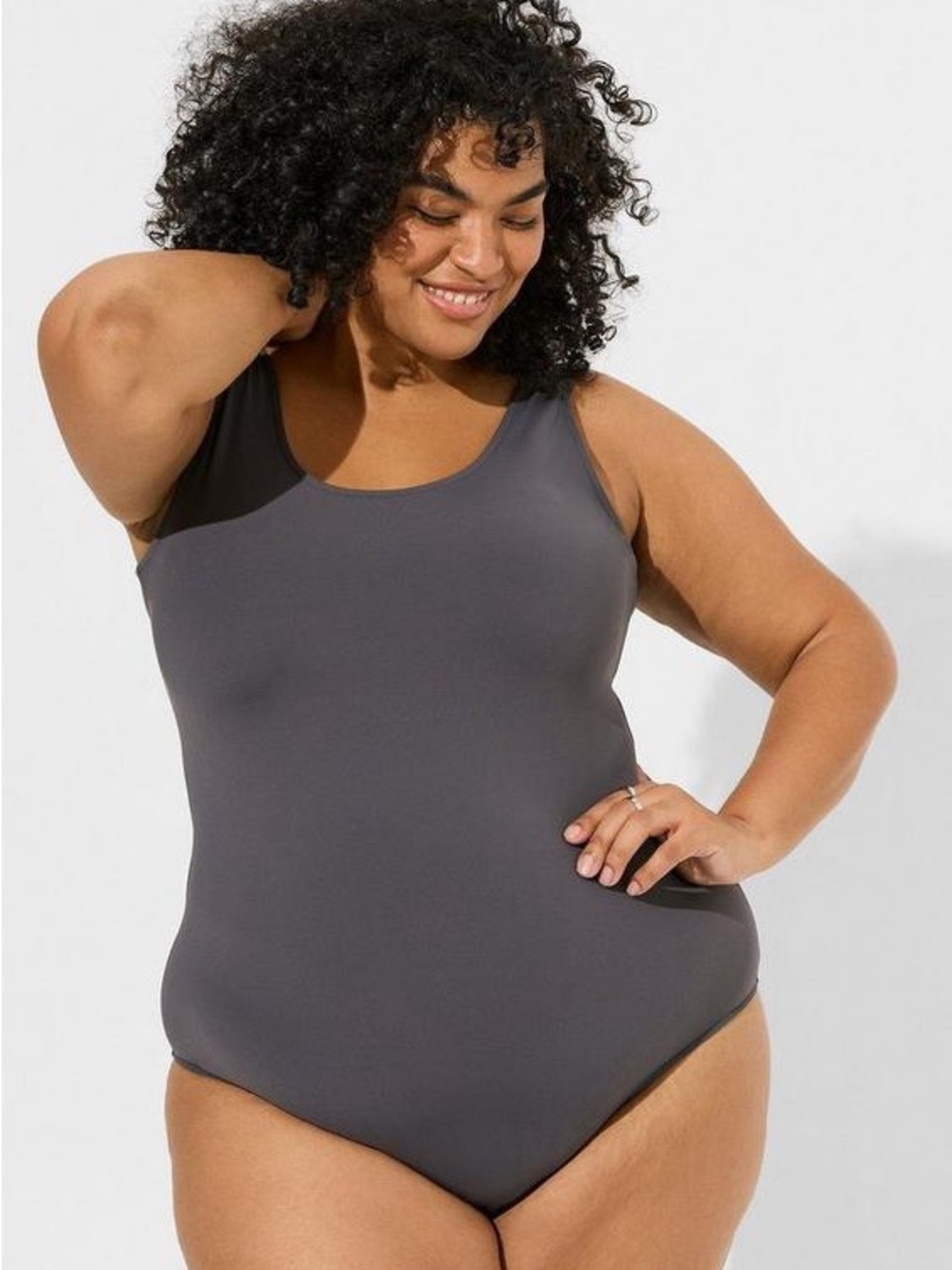 Torrid Sculpting Knit Double Scoop Bodysuit Size 2X In Periscope Grey
